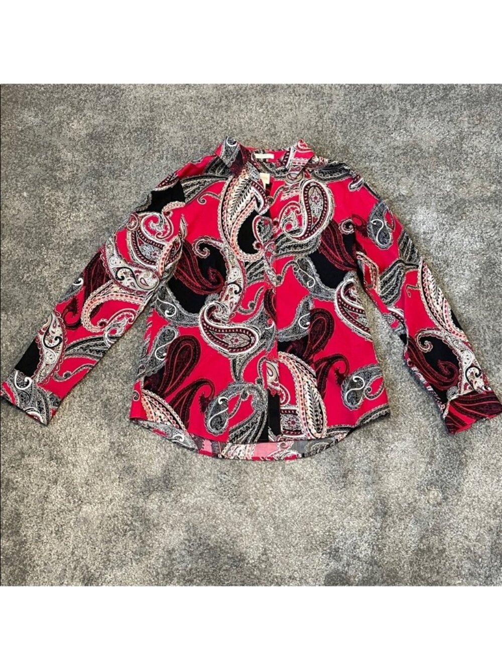 EC Chico's Effortless Chic Paisley Button Down Blouse - Size 0 (Small)